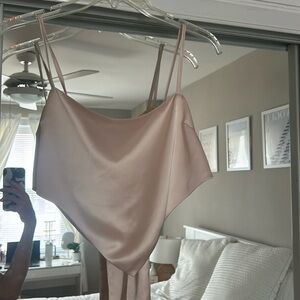 Champagne satin bandana tie back top